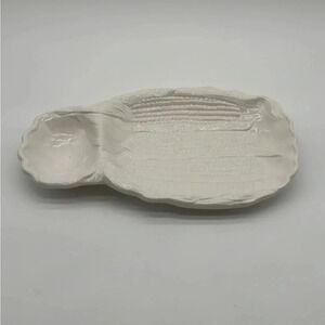 MCM Vintage California USA Corn Texture Serving Platter 659 White Glazed Pottery